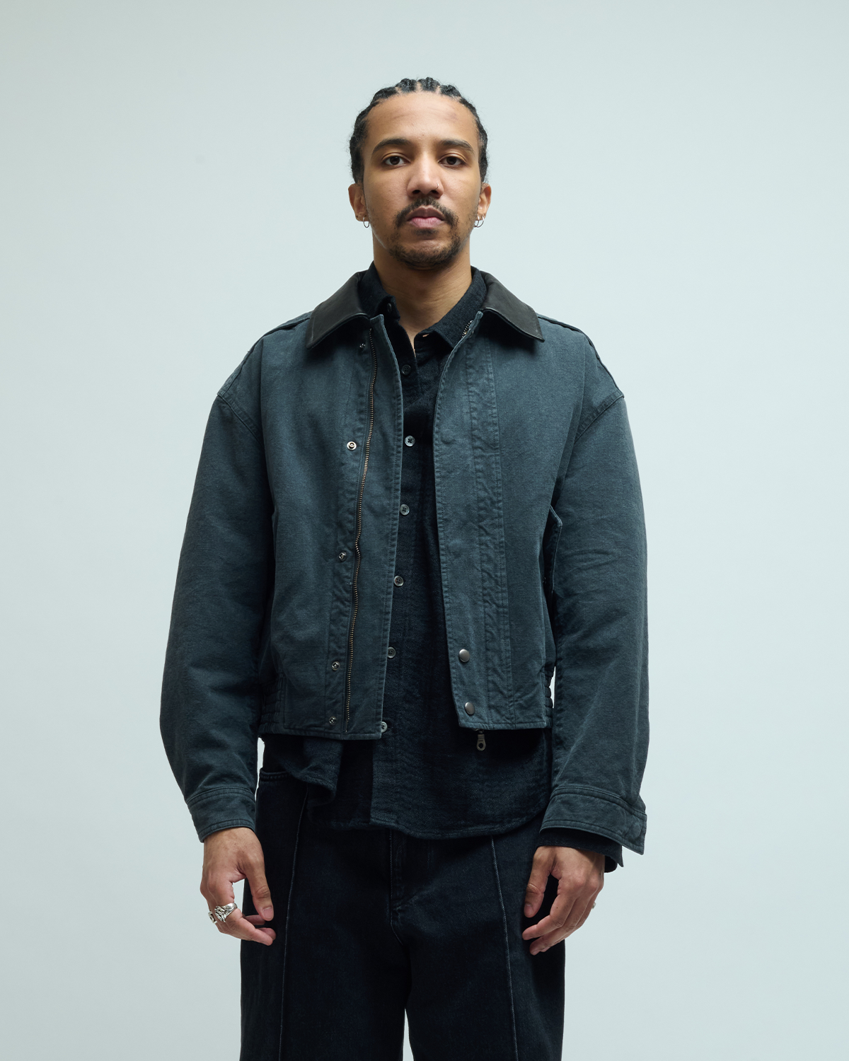 Leather Collar Washed Cationized Bomber