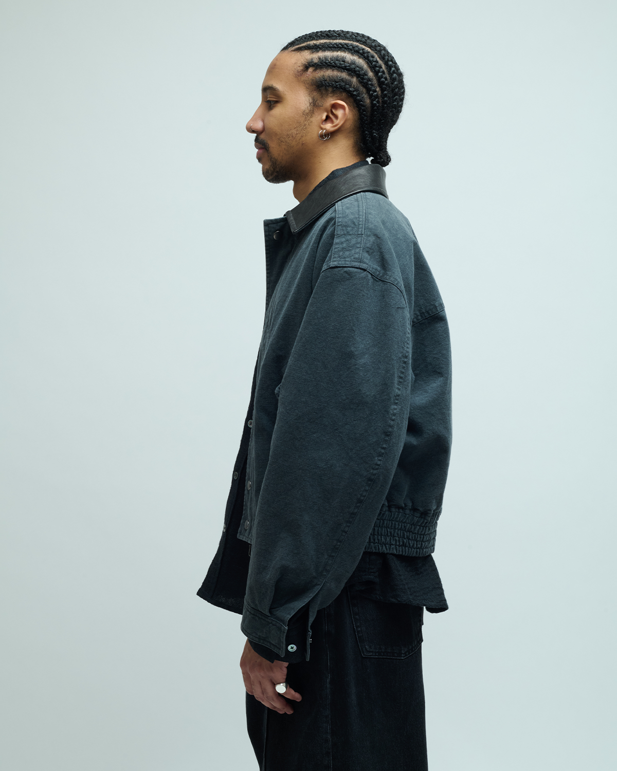 Leather Collar Washed Cationized Bomber