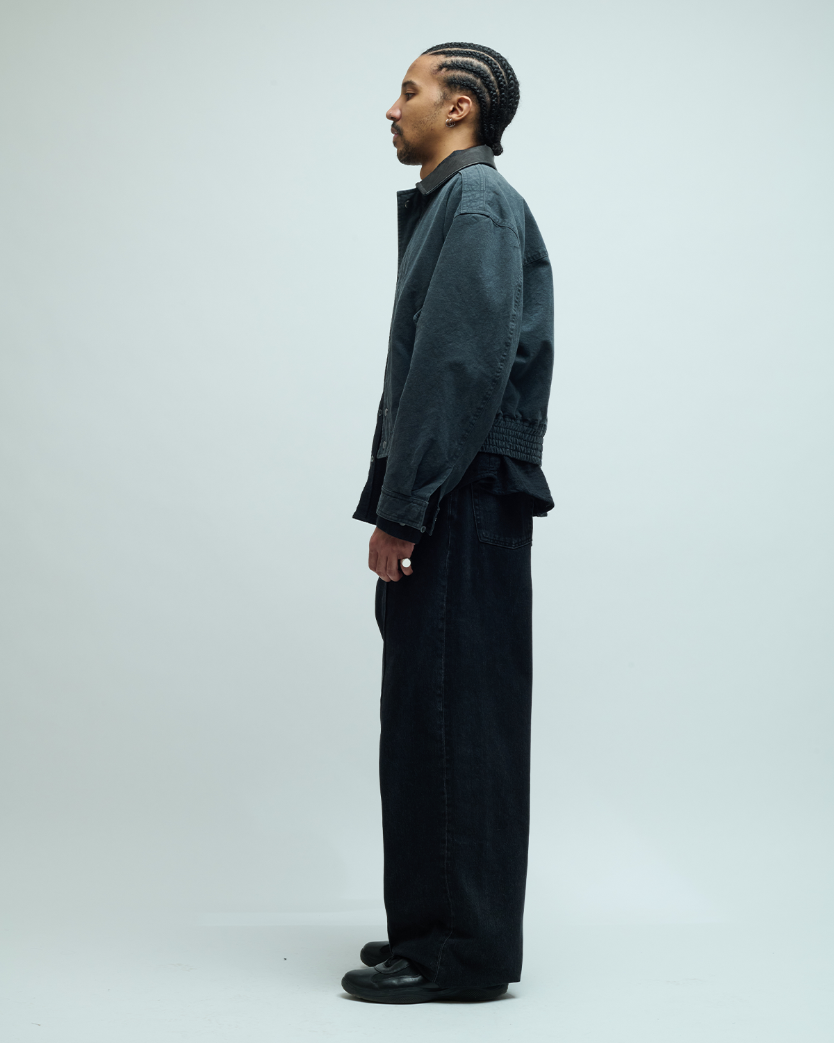 Leather Collar Washed Cationized Bomber