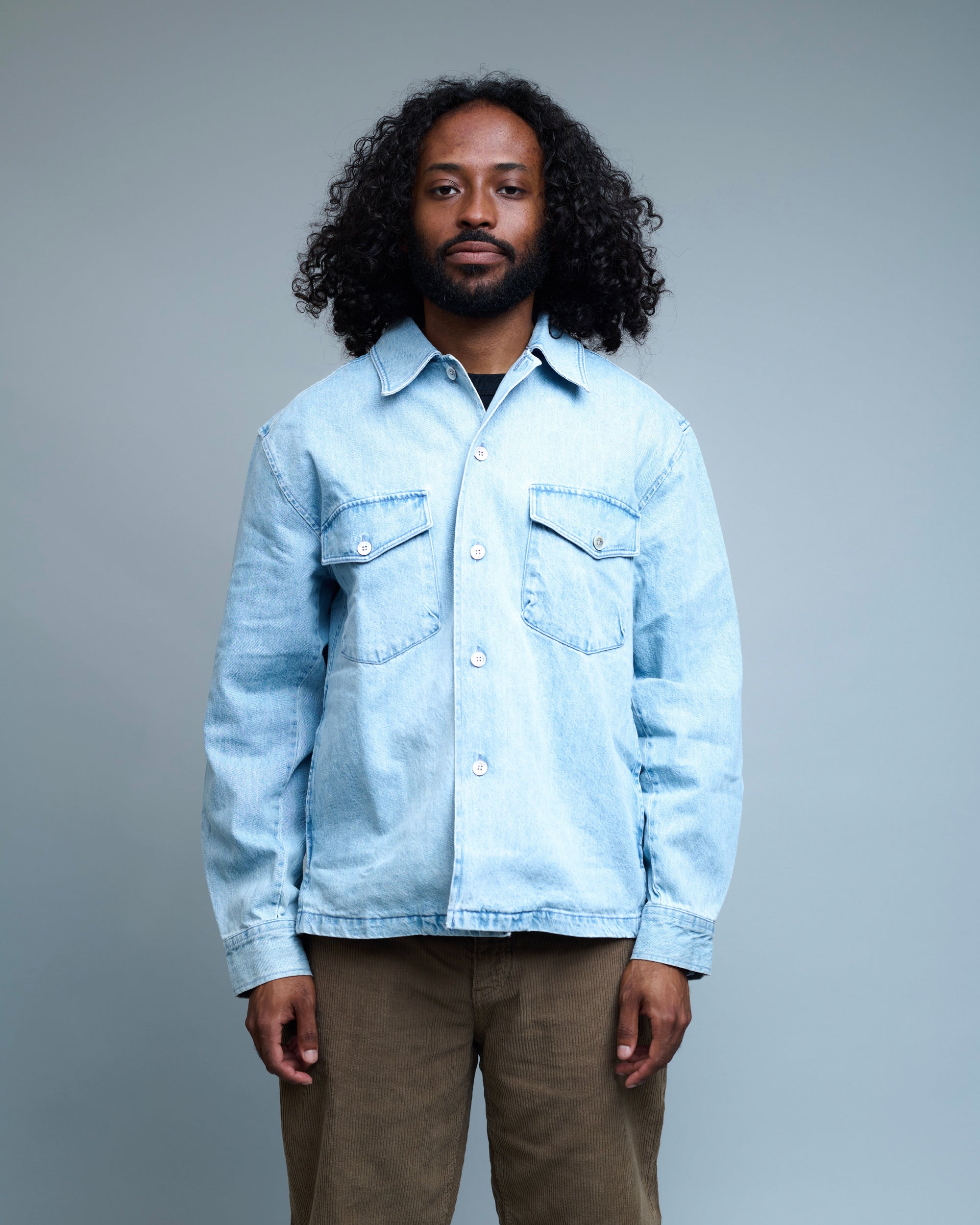 Oversized Two Pocket Denim Shirt