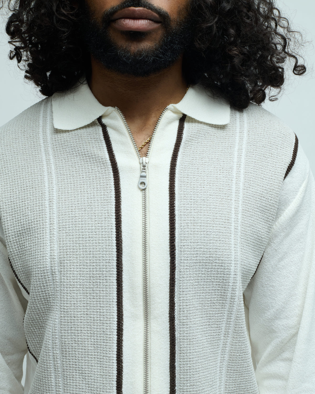 San Remo Cotton Blend Collar Zip-Up Sweater
