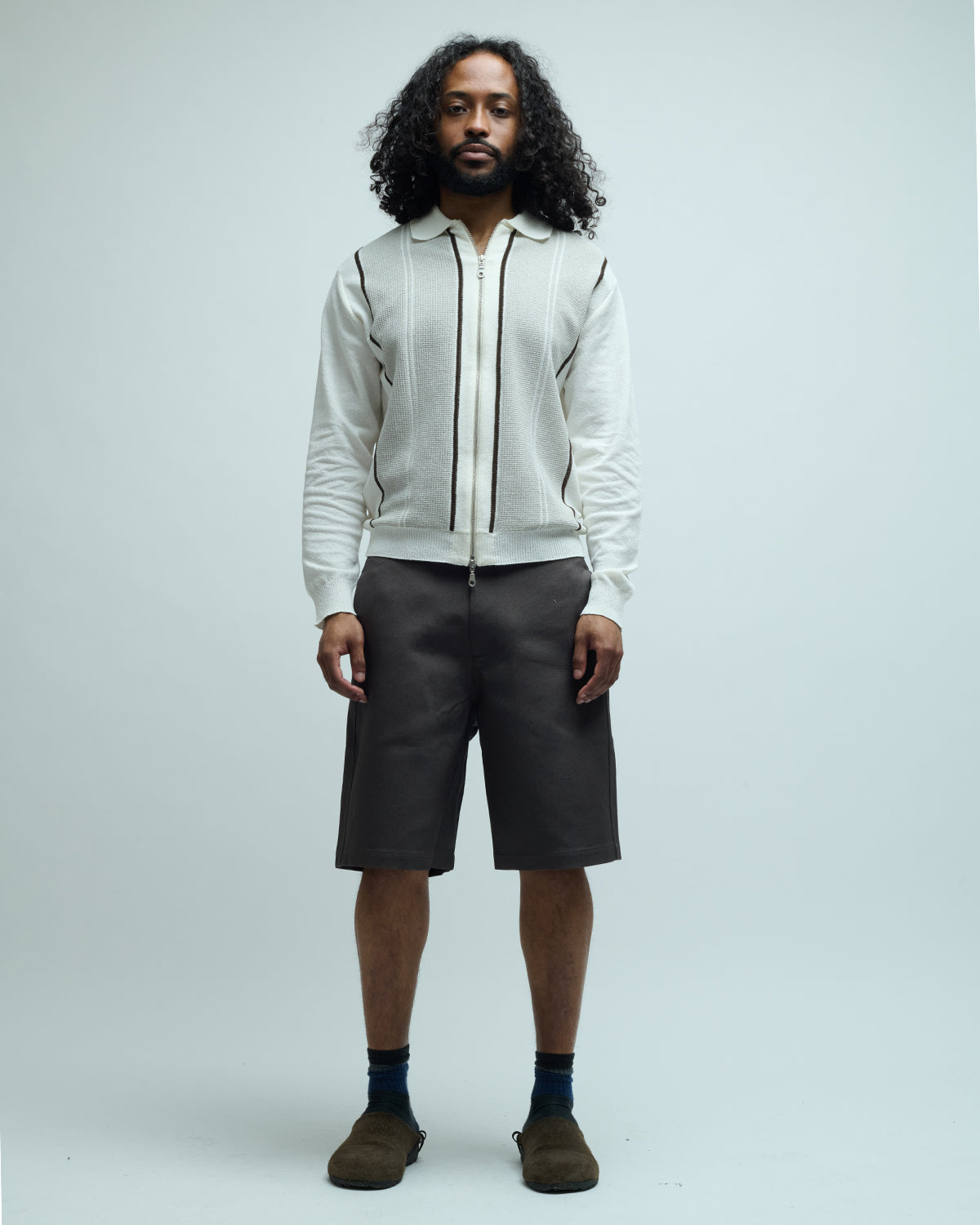 San Remo Cotton Blend Collar Zip-Up Sweater