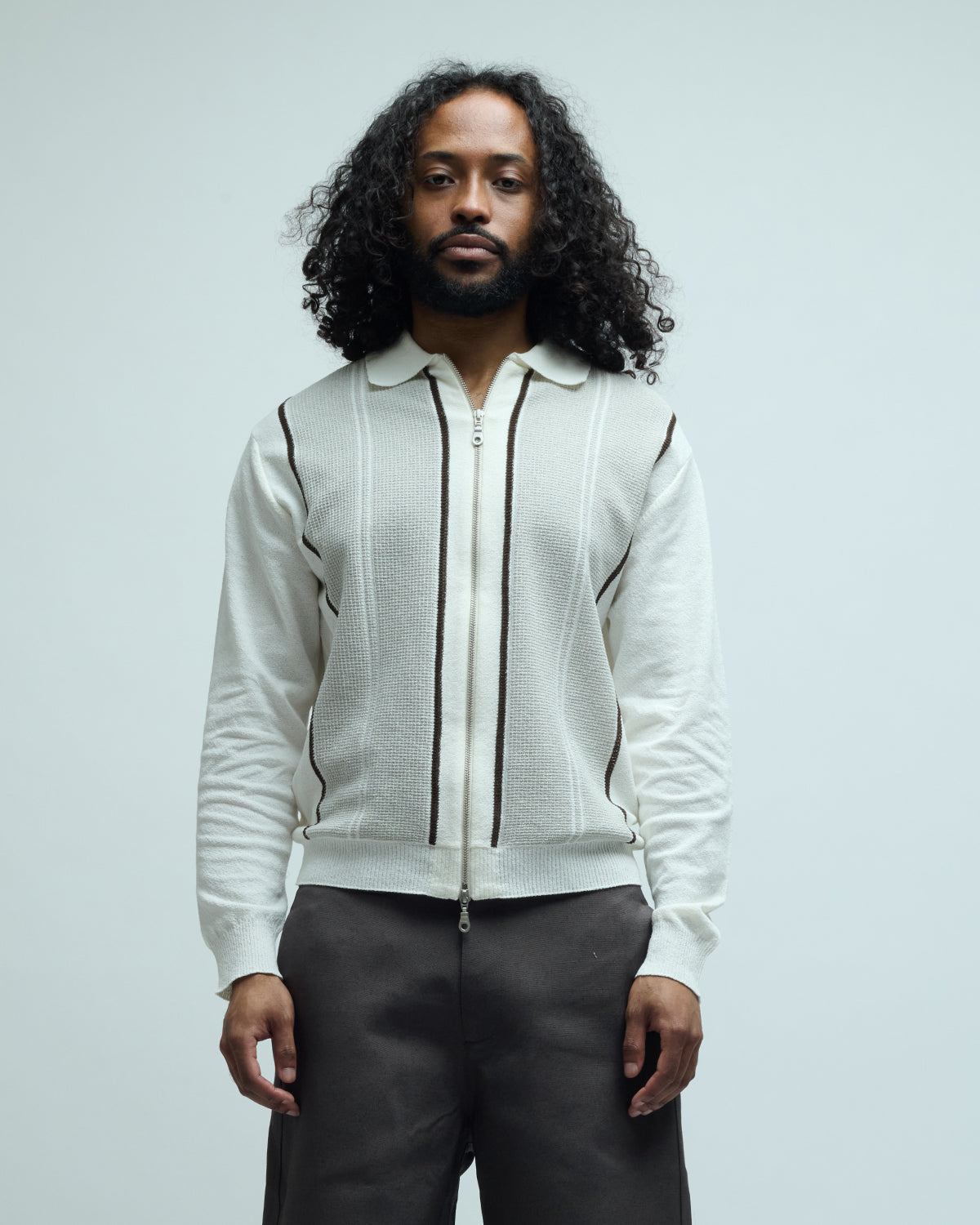 San Remo Cotton Blend Collar Zip-Up Sweater