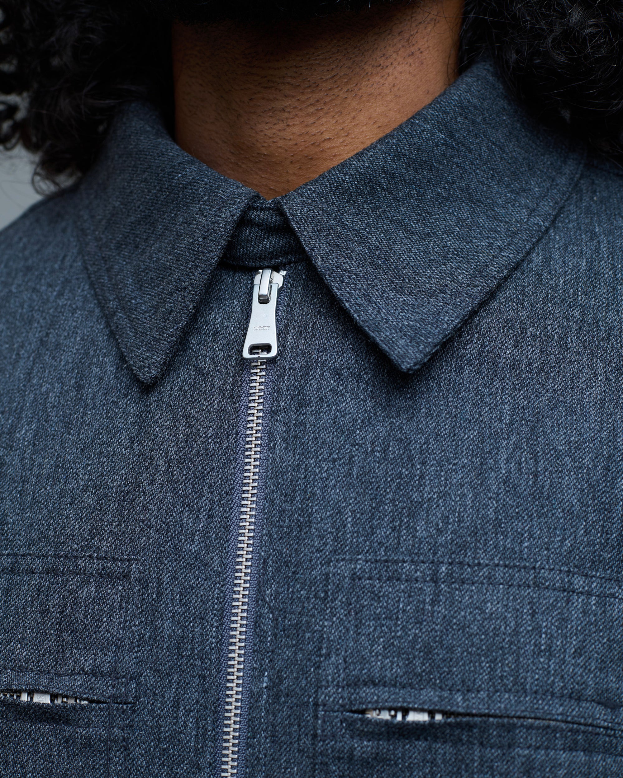 Rough Wool Blend Double Pocket Trimming Collar Jumper