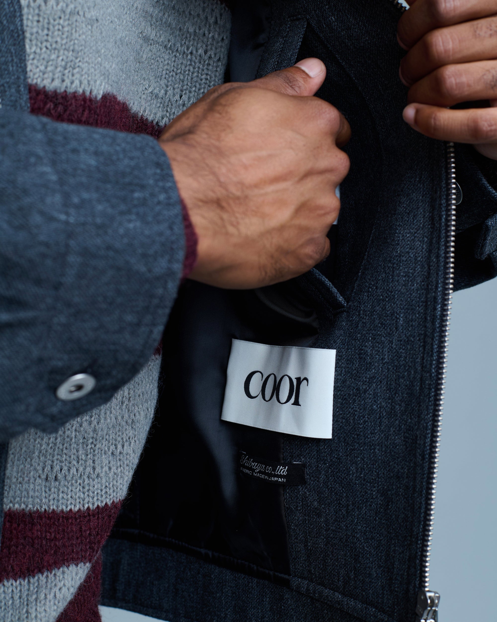 Rough Wool Blend Double Pocket Trimming Collar Jumper
