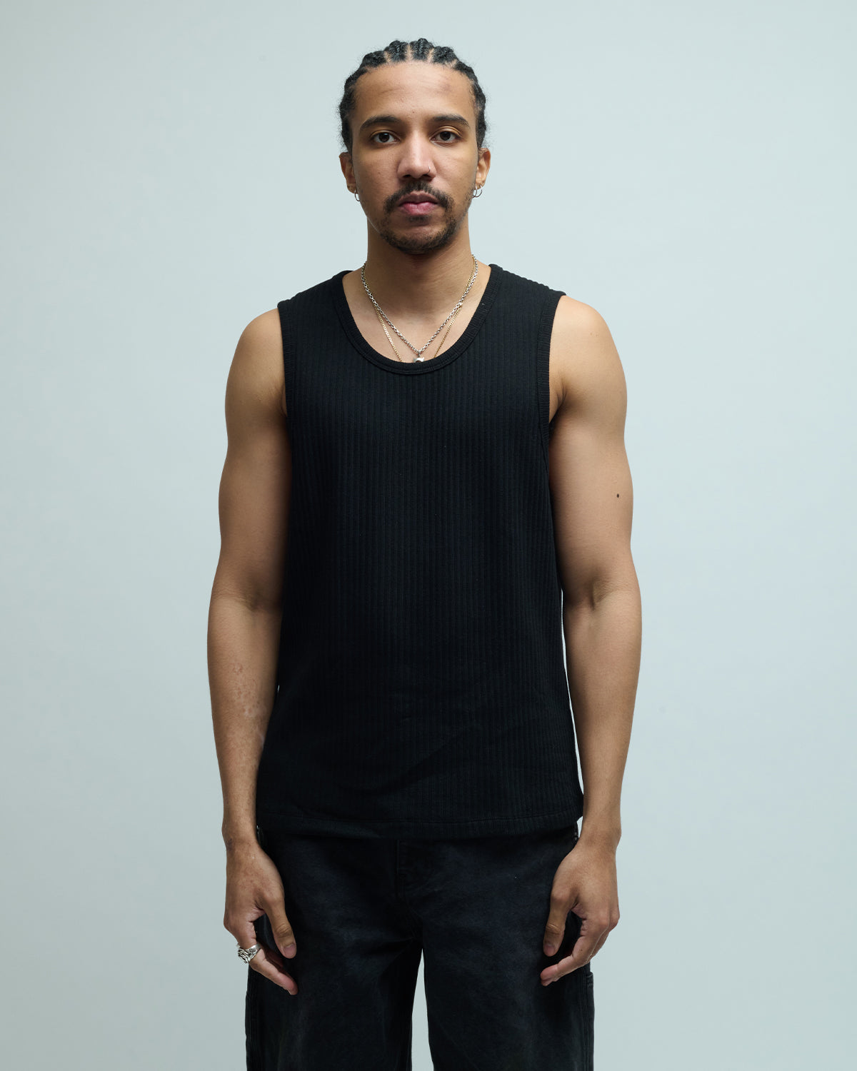 Scoop-Neck Ribbed Sleeveless Tank Top