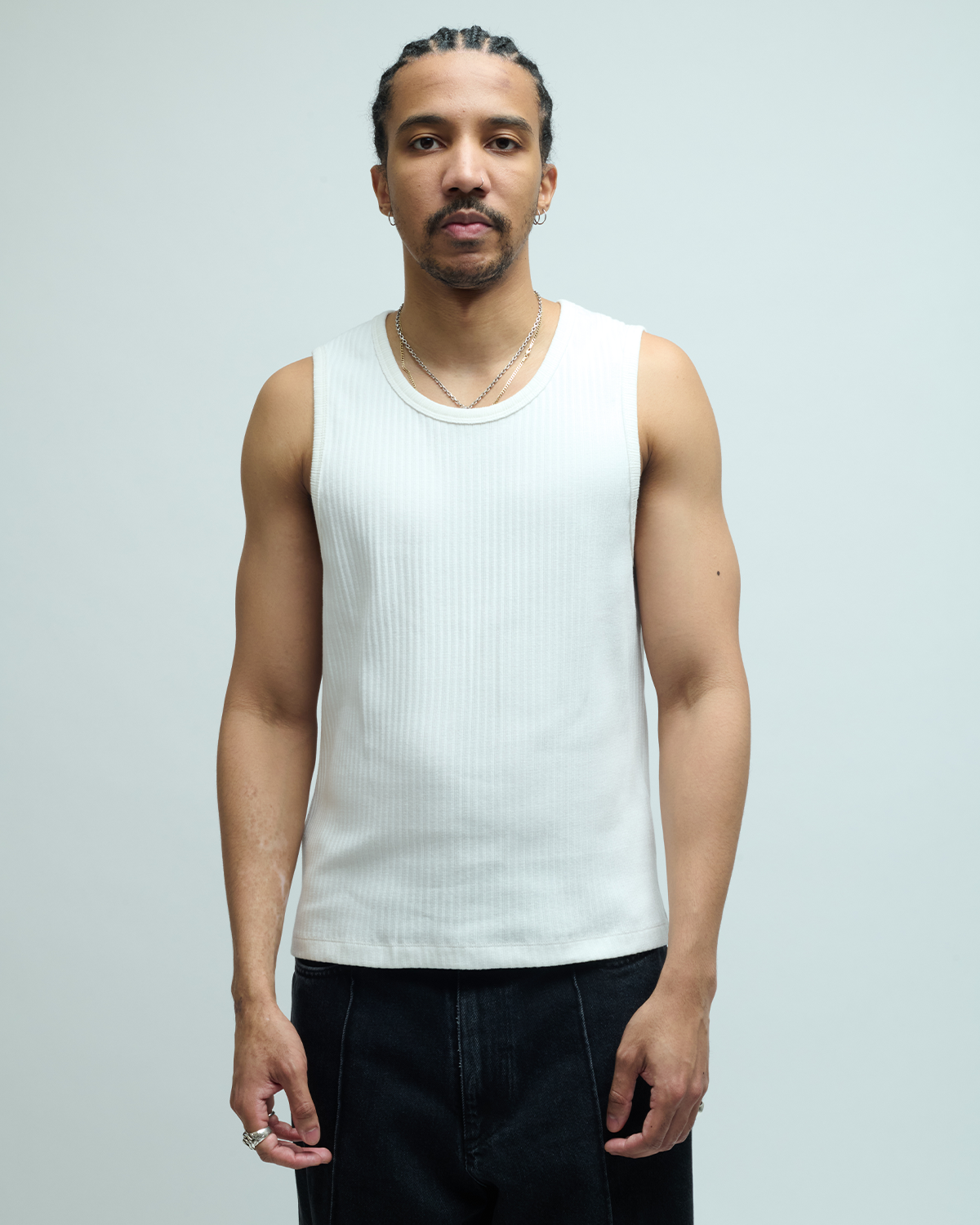 Scoop-Neck Ribbed Sleeveless Tank Top