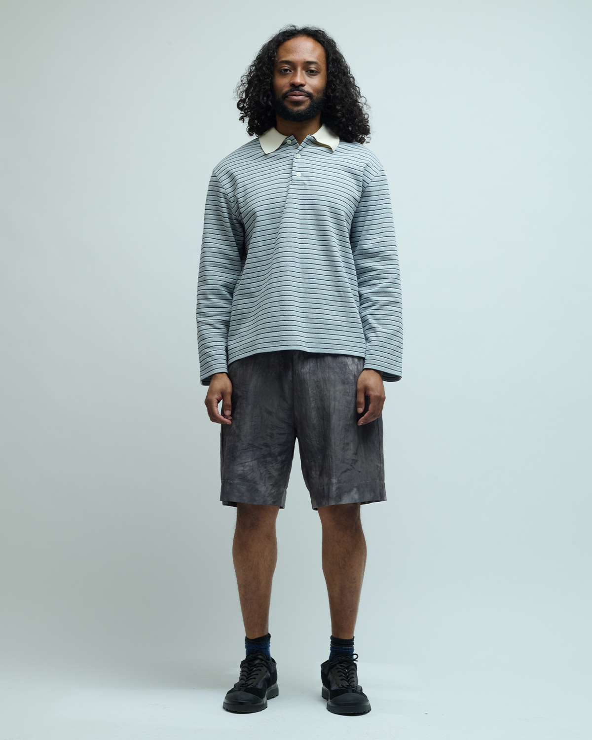 Multi-Stripe Cotton Blend Pique Polo Shirt