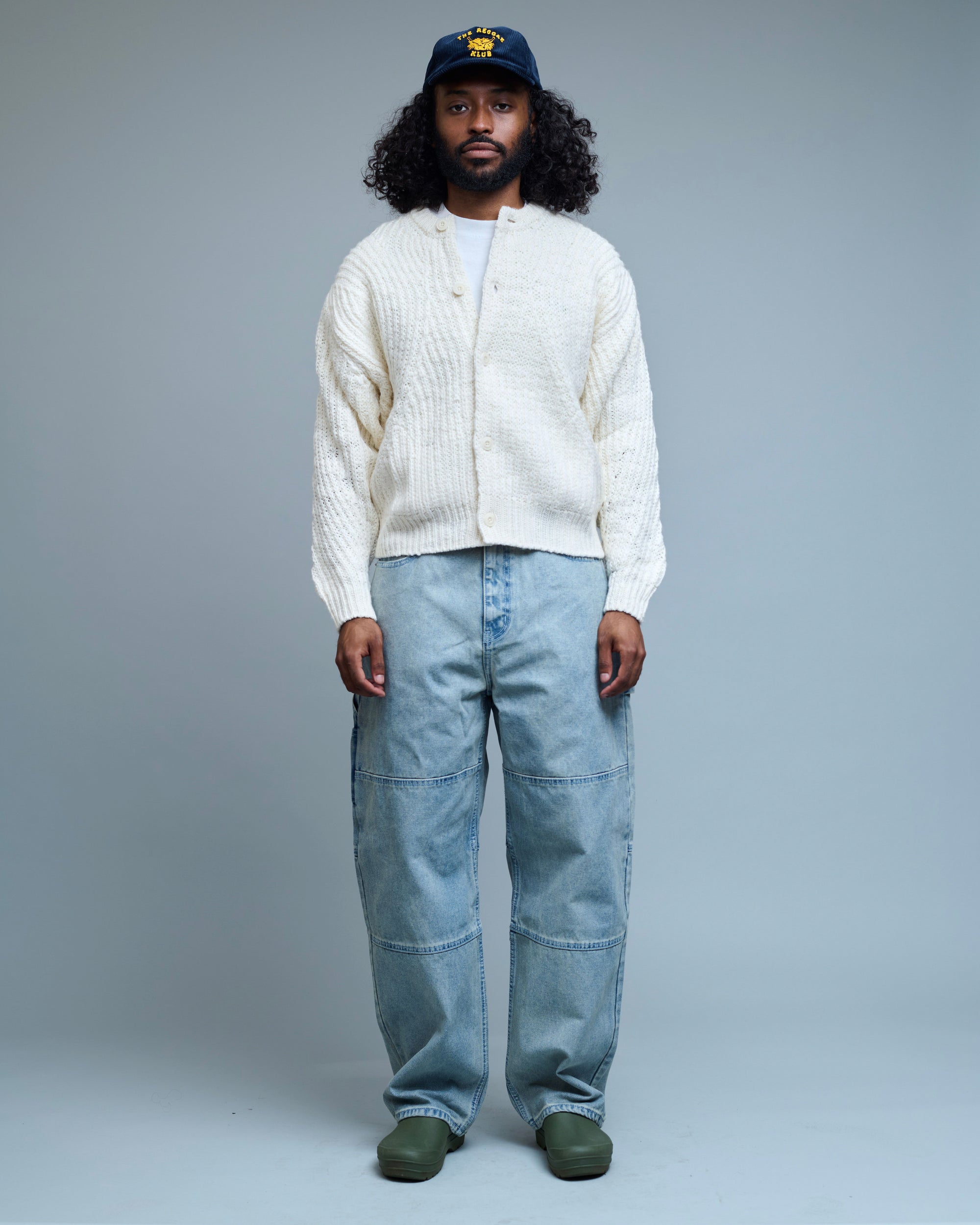 Heavy Weight Curved Ribbed Round Neck Cardigan