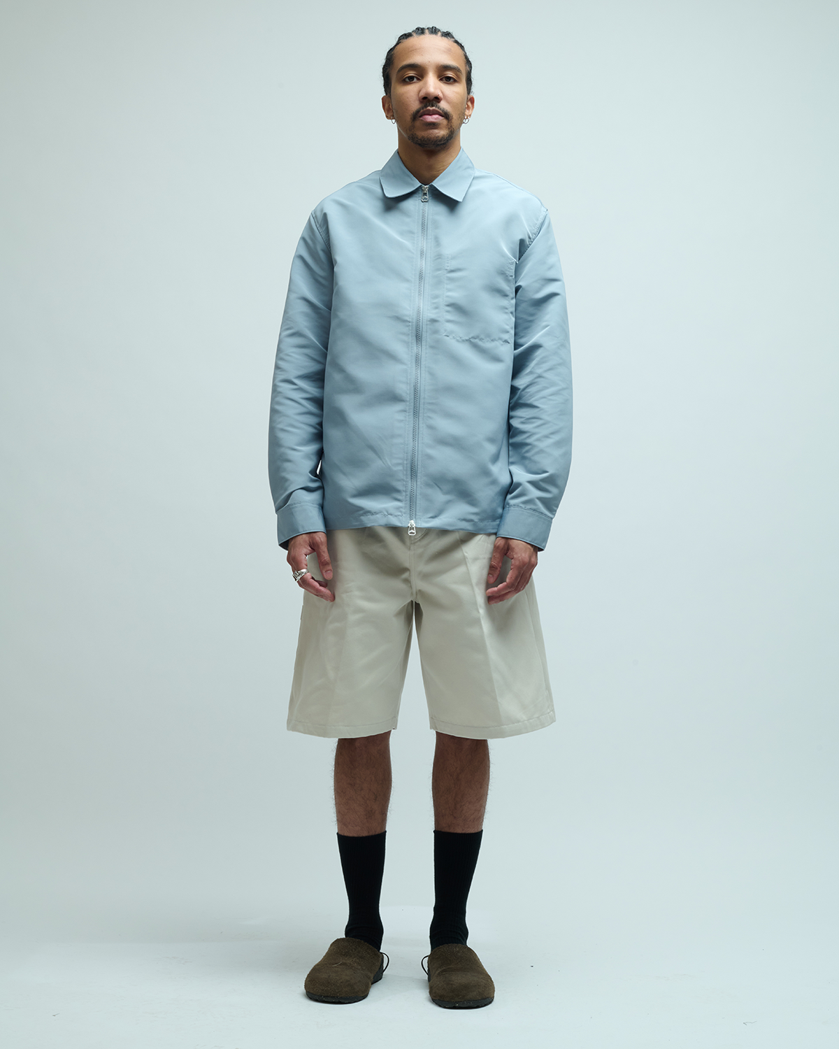 Cotton Blend Stitch Pointed Bermuda Pants