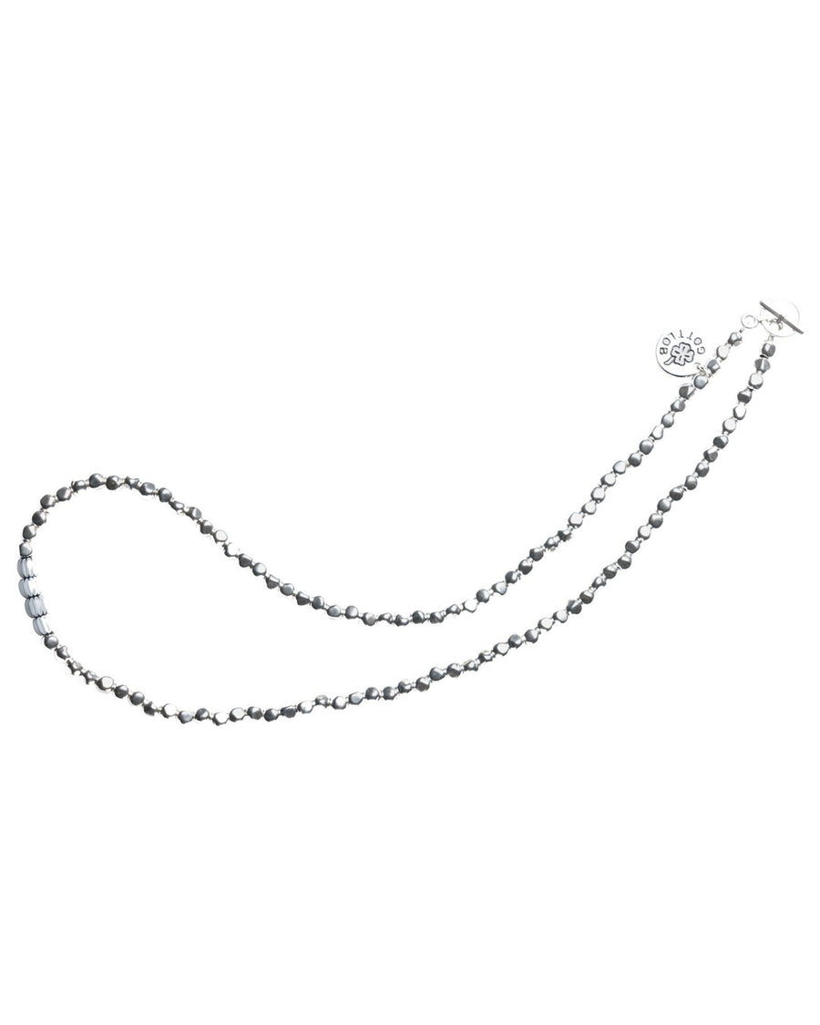Gottlob Edition 2 necklace in 999 silver plated beads with branded charm and toggle clasp