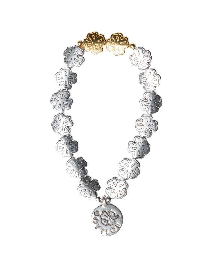 Gottlob Edition 3 bracelet in 999 silver coated clover beads with gold plated accents