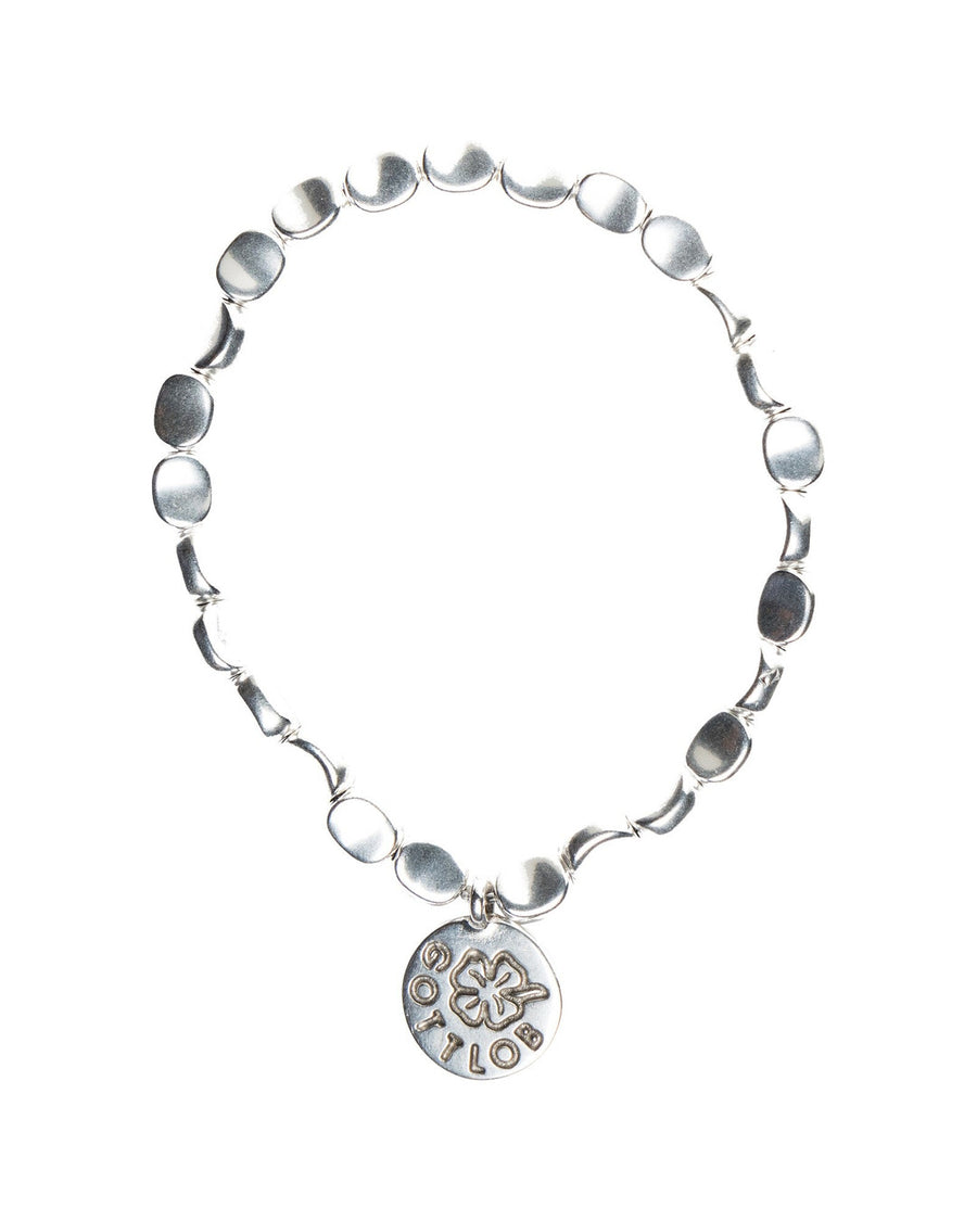 Gottlob Edition 5 bracelet in 999 silver coated oval beads with branded charm