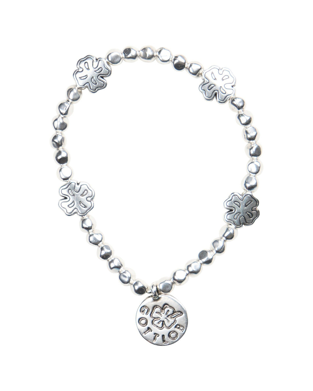 Gottlob Edition 7 bracelet in 999 silver coated irregular and clover beads