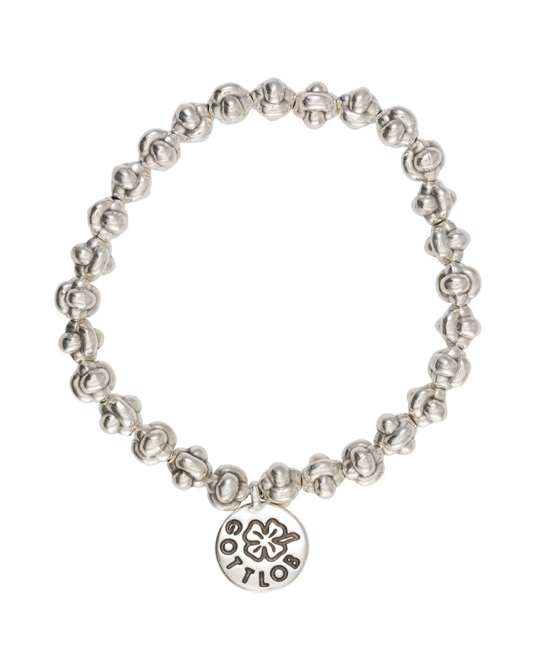 Gottlob Edition 9 bracelet in 999 silver plated beads with branded charm