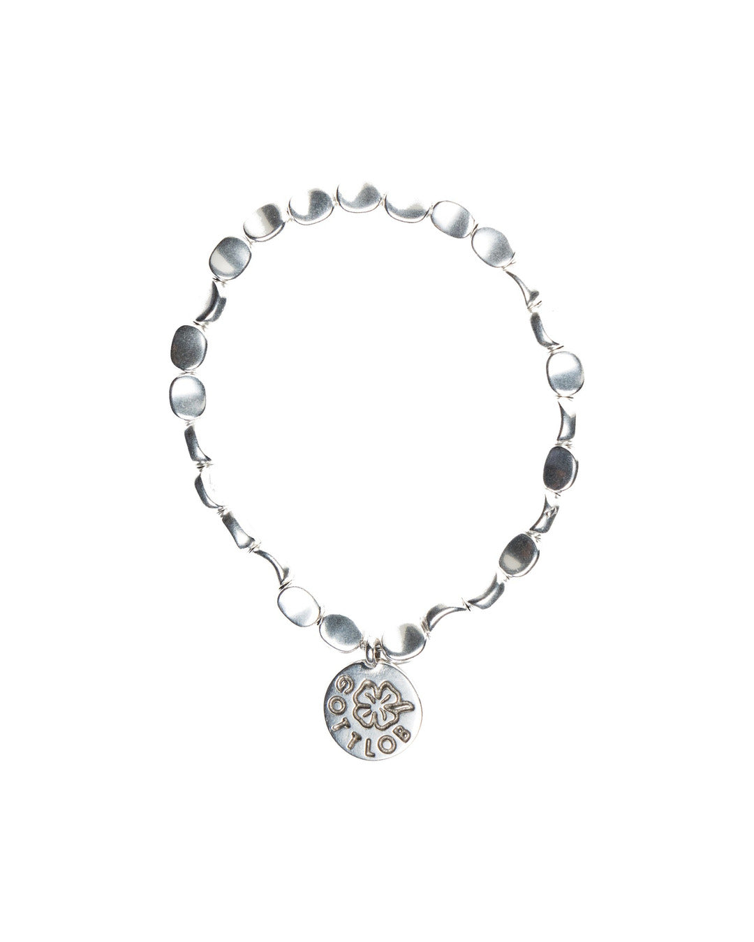 Gottlob Edition 5 bracelet in 999 silver coated oval beads with branded charm