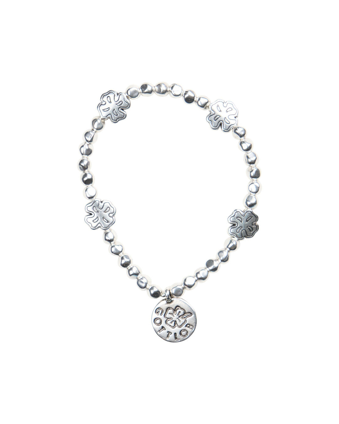 Gottlob Edition 7 bracelet in 999 silver coated irregular and clover beads