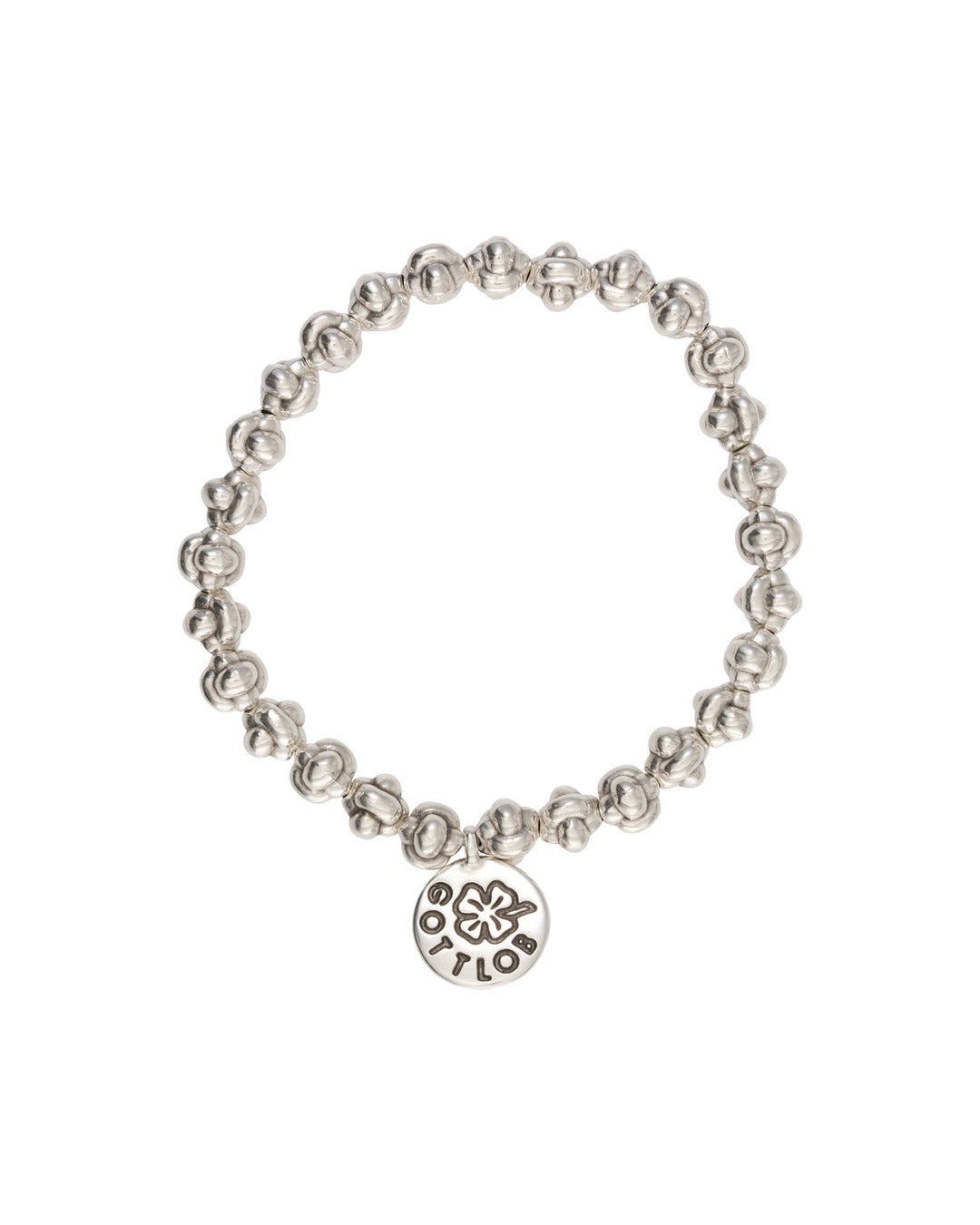 Gottlob Edition 9 bracelet in 999 silver plated beads with branded charm
