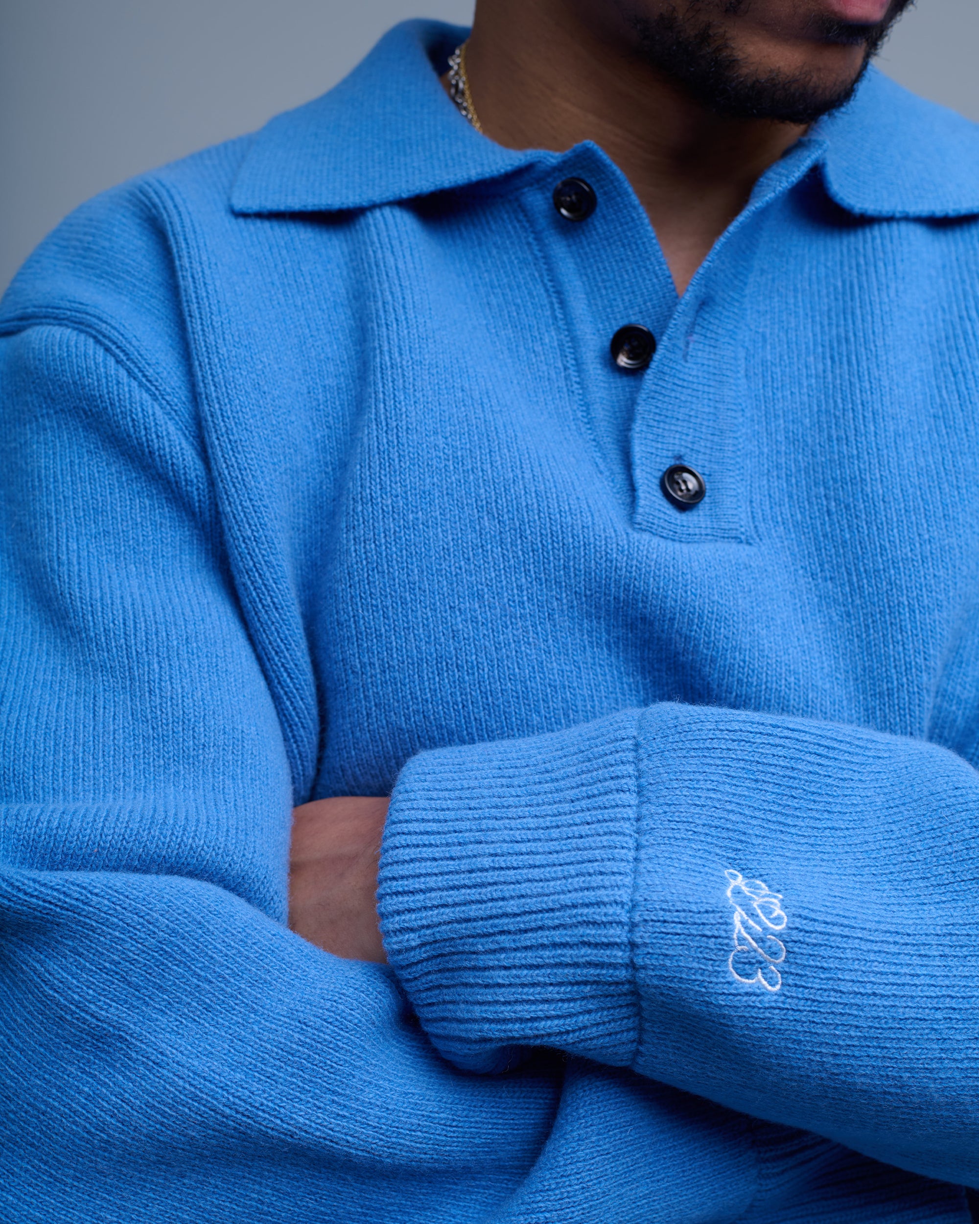 Wool Knit Polo Sweater