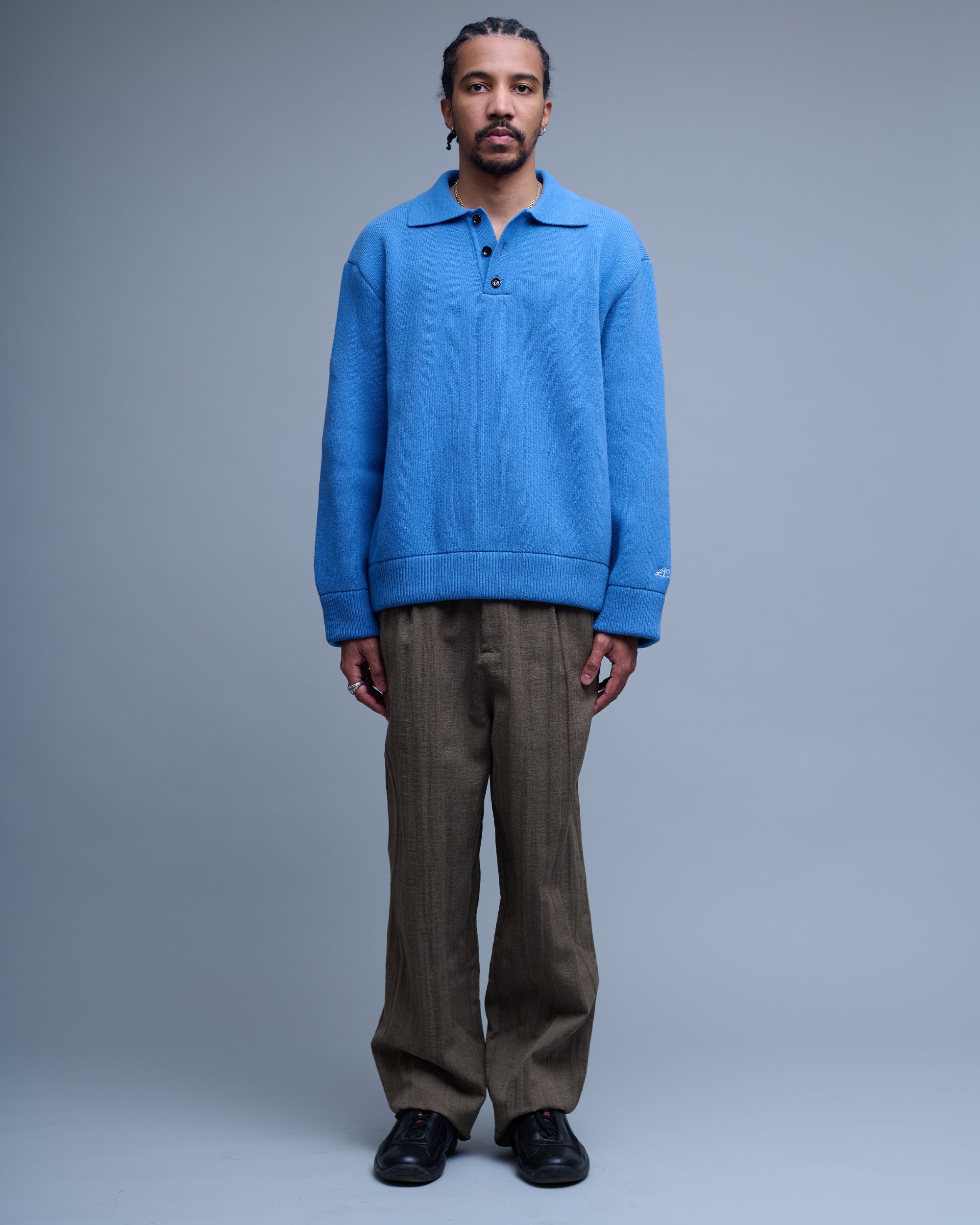 Wool Knit Polo Sweater