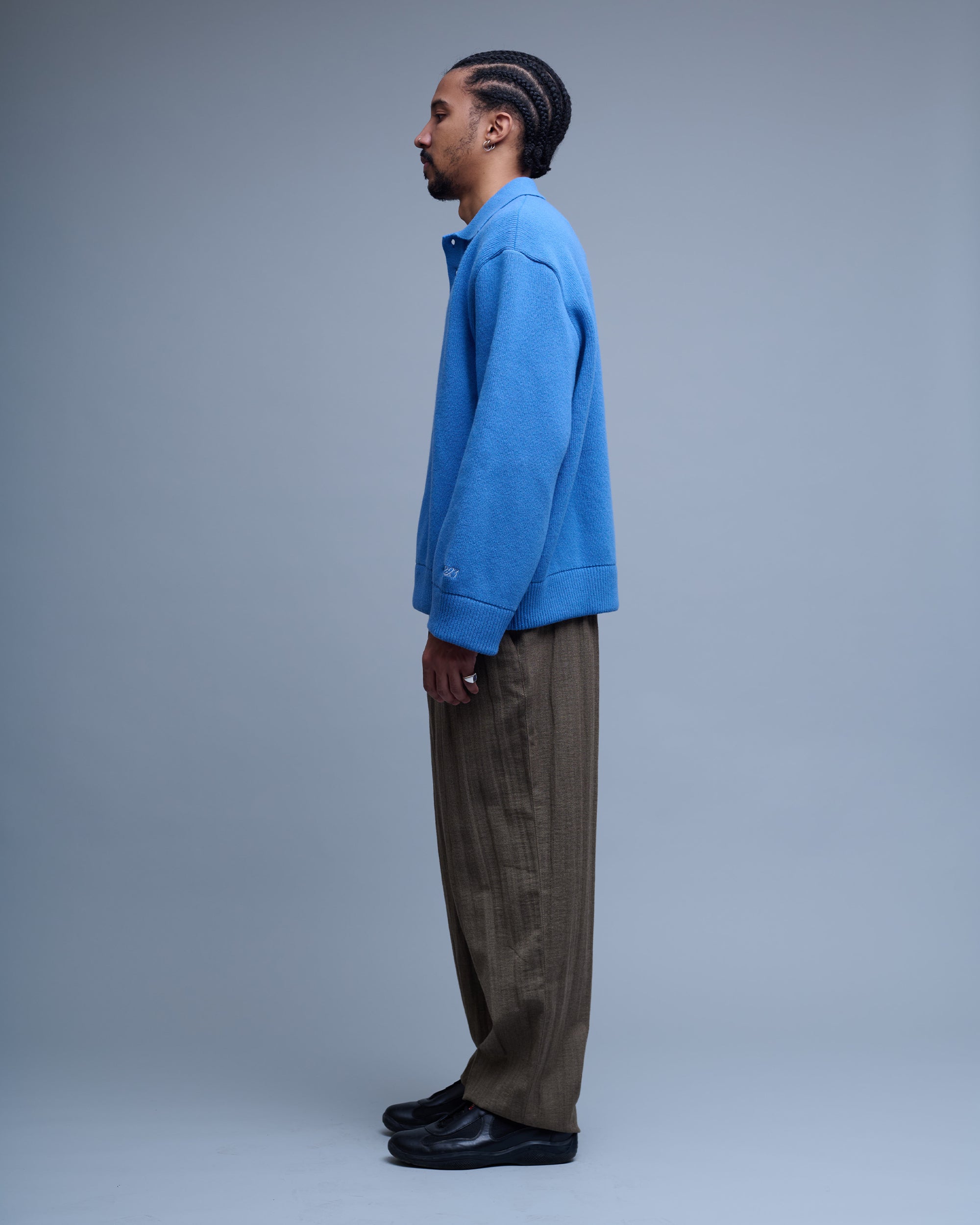 Wool Knit Polo Sweater