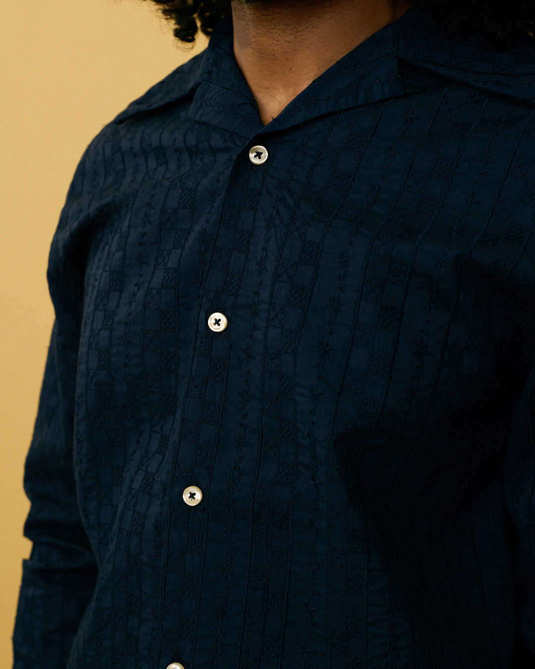 Tonal Embroidered Long Sleeve Shirt