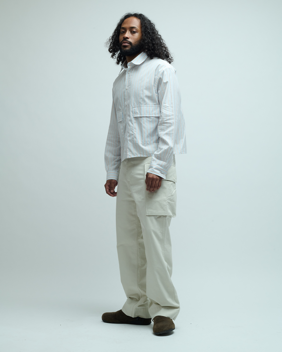 Irregular Cotton Drill Cargo Pocket Trouser