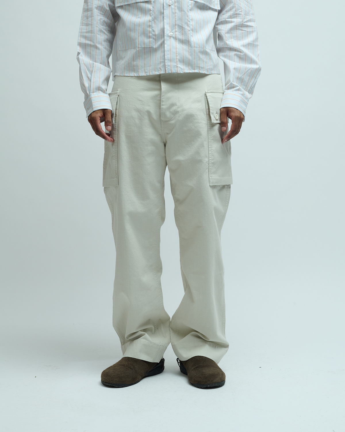 Irregular Cotton Drill Cargo Pocket Trouser