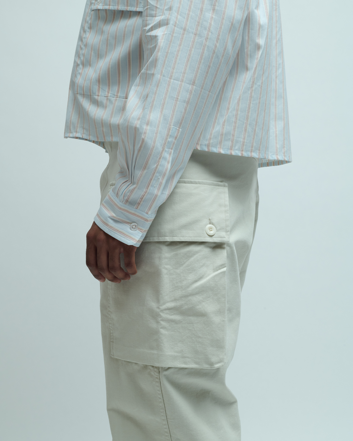 Irregular Cotton Drill Cargo Pocket Trouser