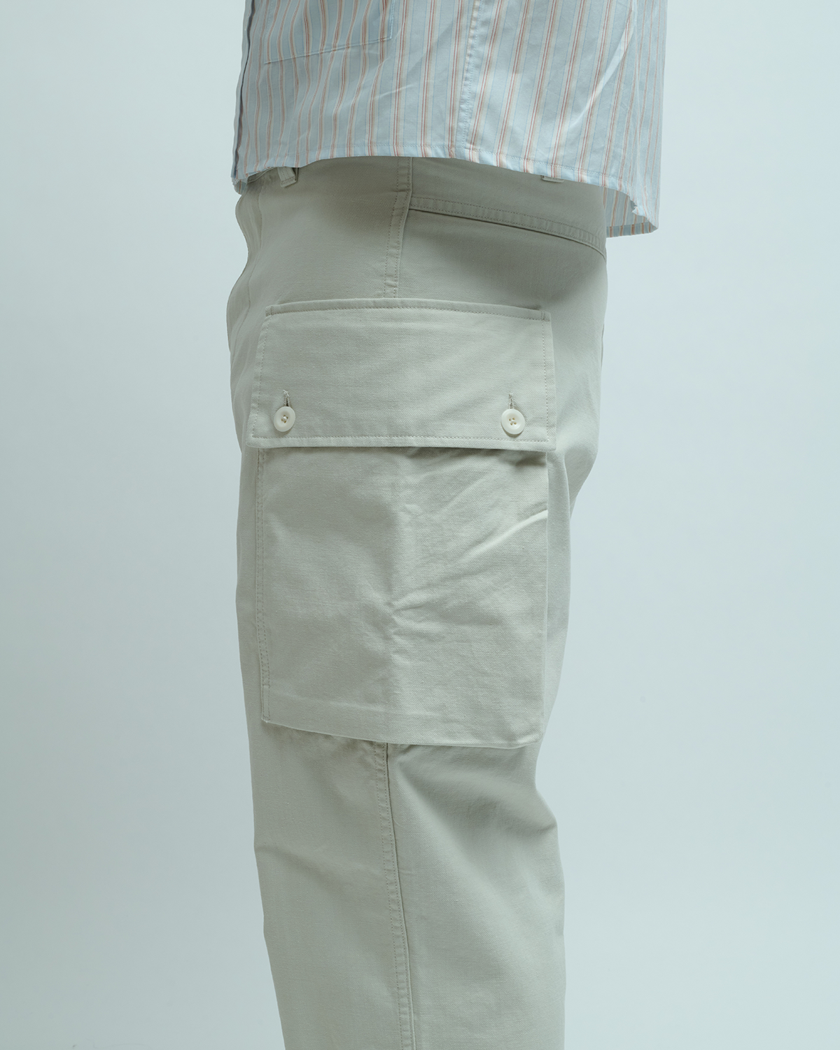 Irregular Cotton Drill Cargo Pocket Trouser