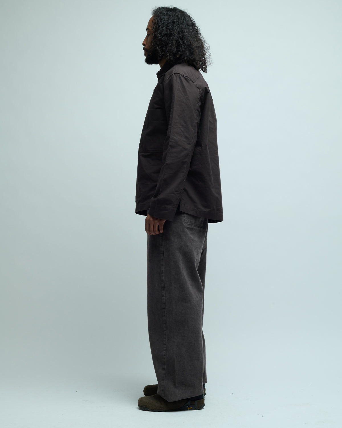 Half Zip Cotton Canvas Pull On Shirt