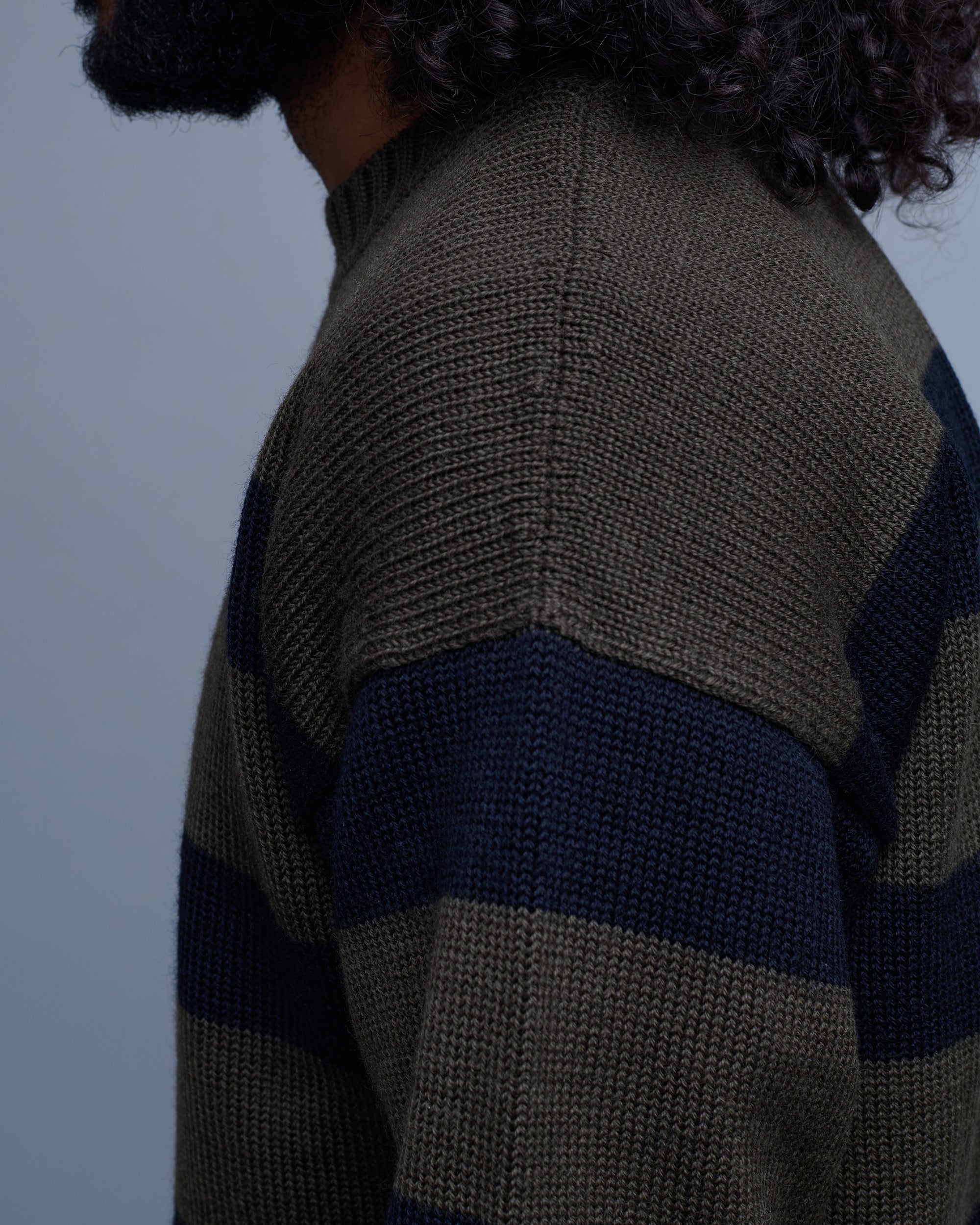 Virgin Wool Graphic Striped Crew