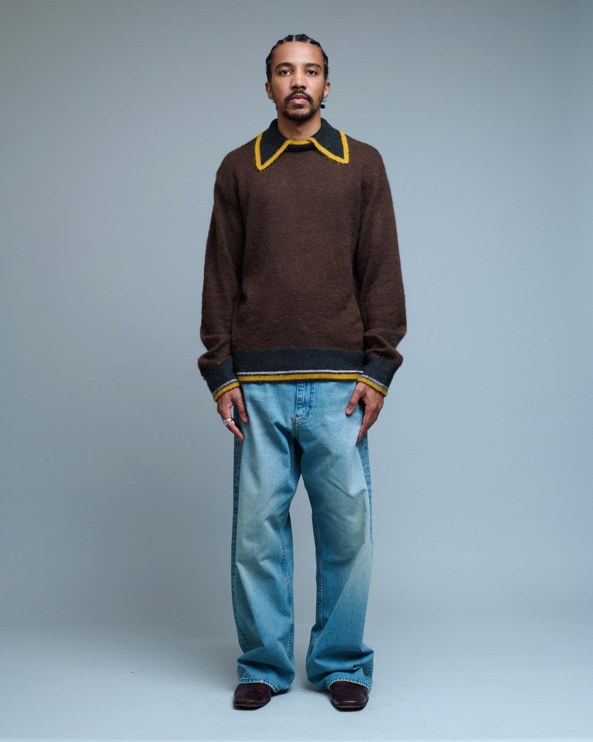 Wool Blend Knitted Collar Jumper
