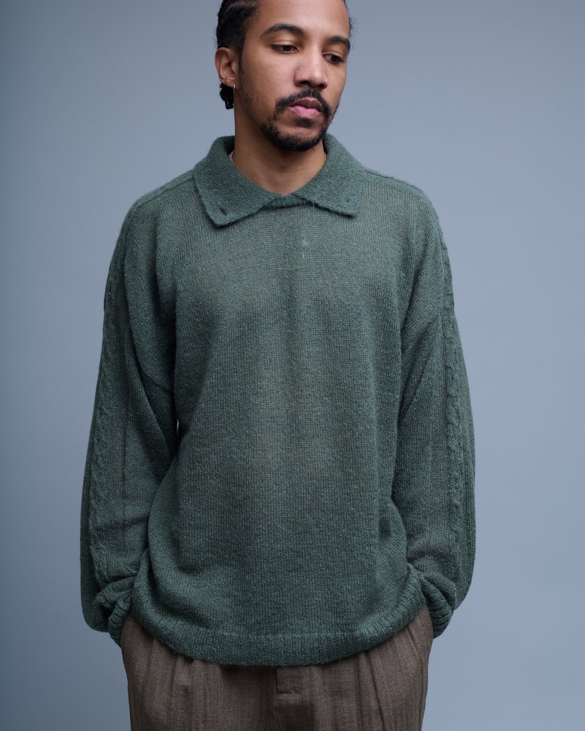 Atena Wool Cable Knit Sweater Polo
