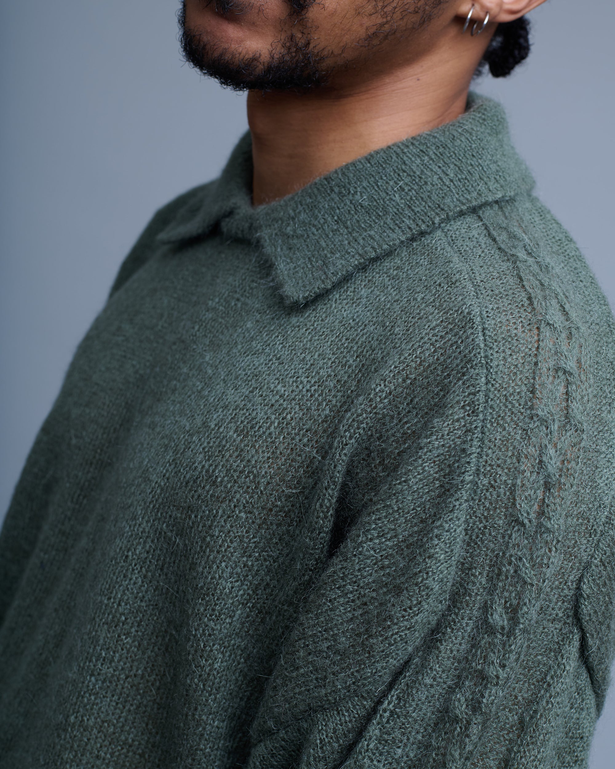 Atena Wool Cable Knit Sweater Polo