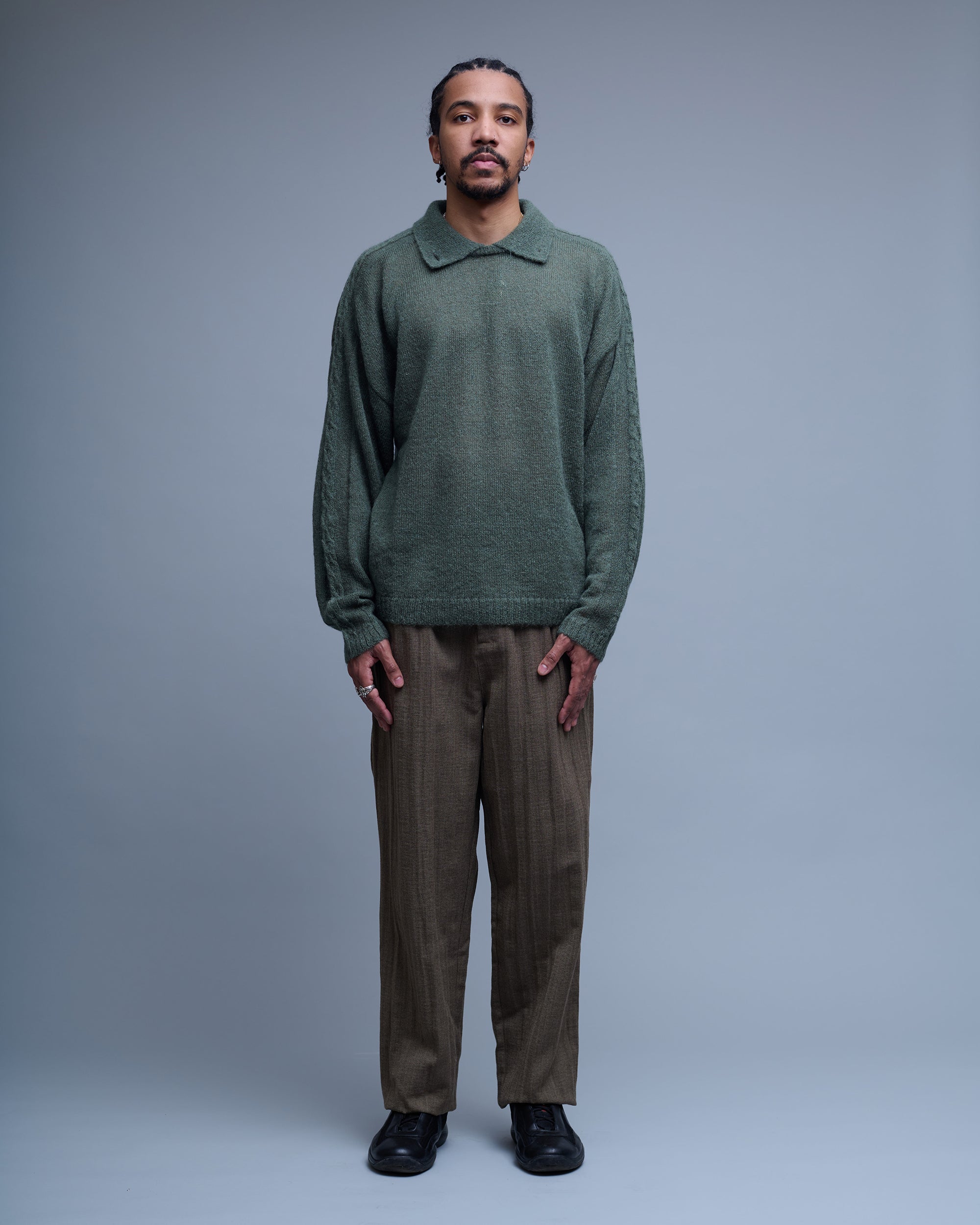 Atena Wool Cable Knit Sweater Polo