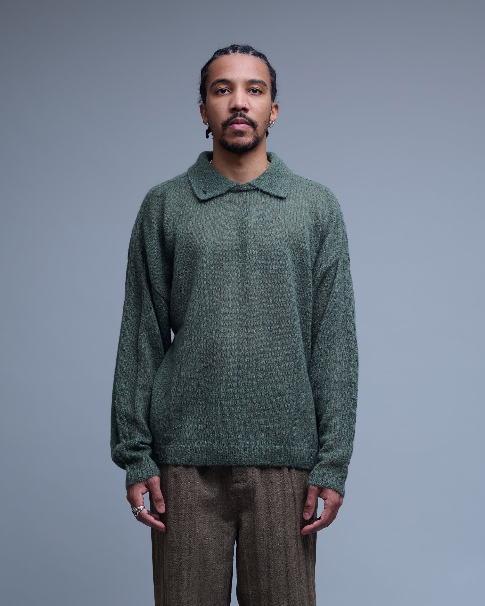 Atena Wool Cable Knit Sweater Polo