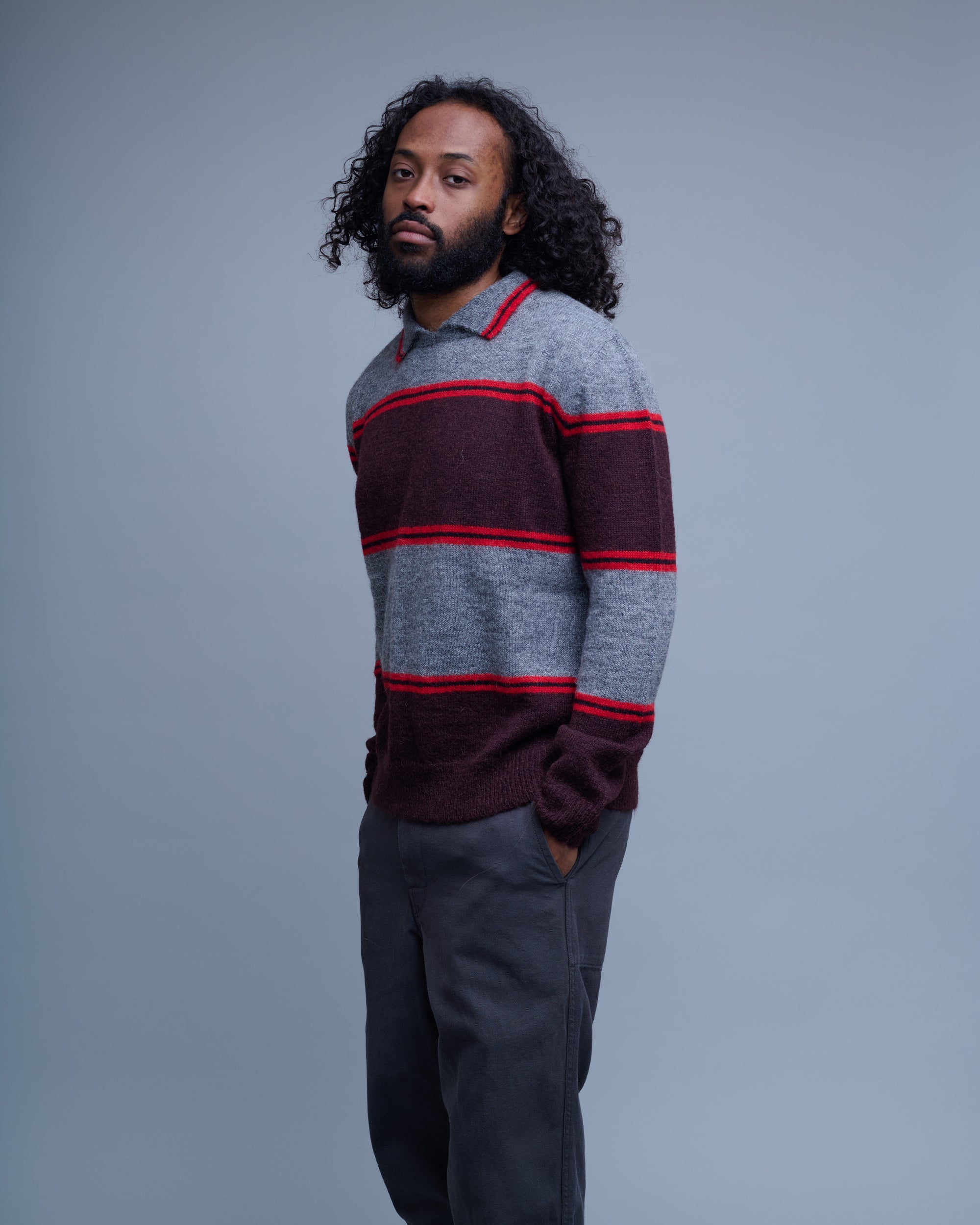 Helton Striped Knit Polo