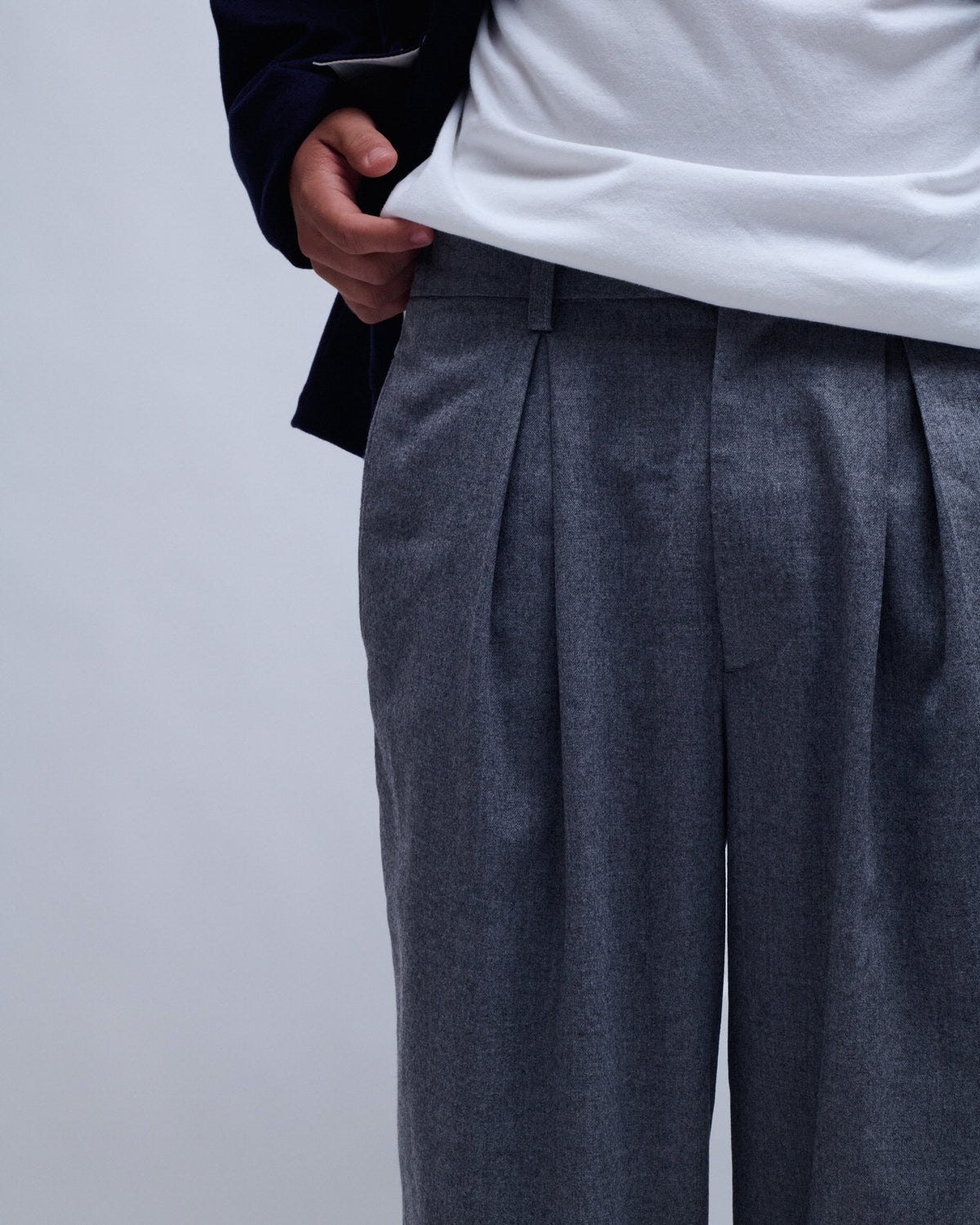 Wool Flannel Easy Wide Trousers
