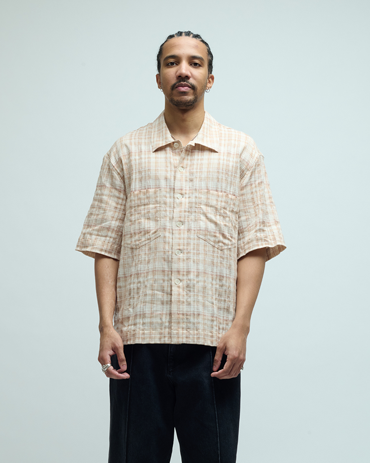 Adam Linen Cotton Blend Check Shirt