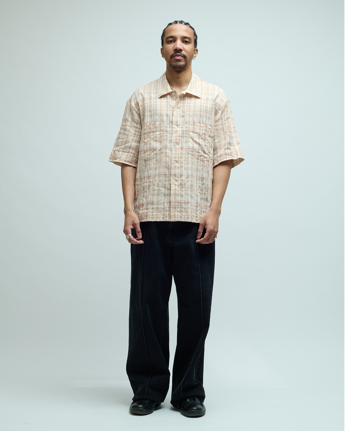 Adam Linen Cotton Blend Check Shirt