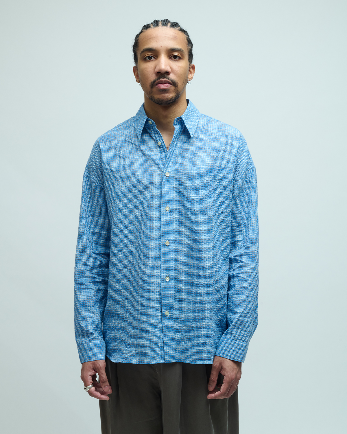 Stable Light Seersucker Check Shirt