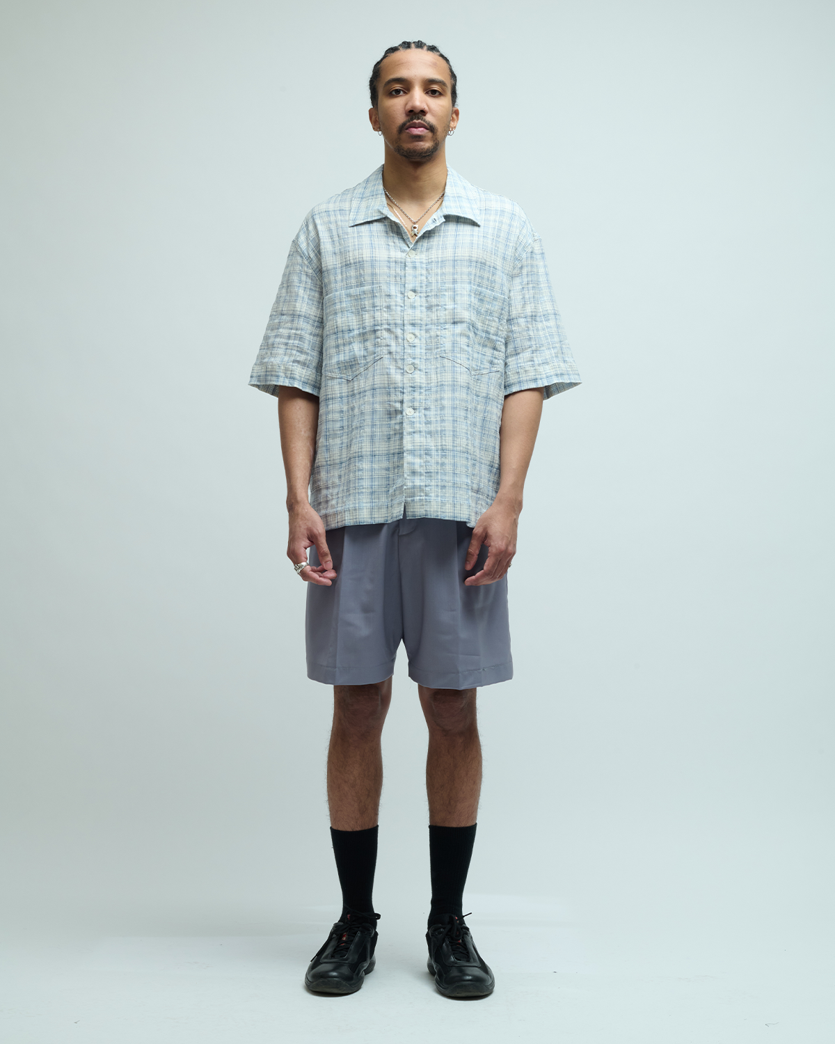 Adam Linen Cotton Blend Check Shirt
