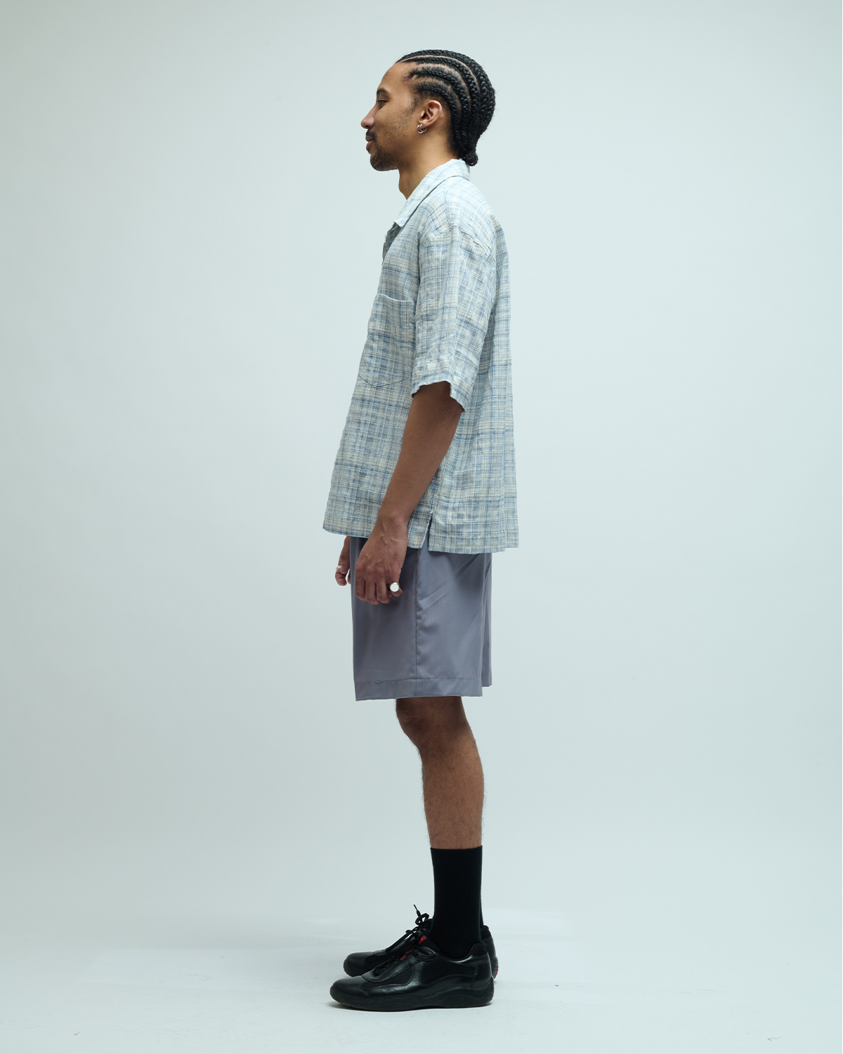 Adam Linen Cotton Blend Check Shirt