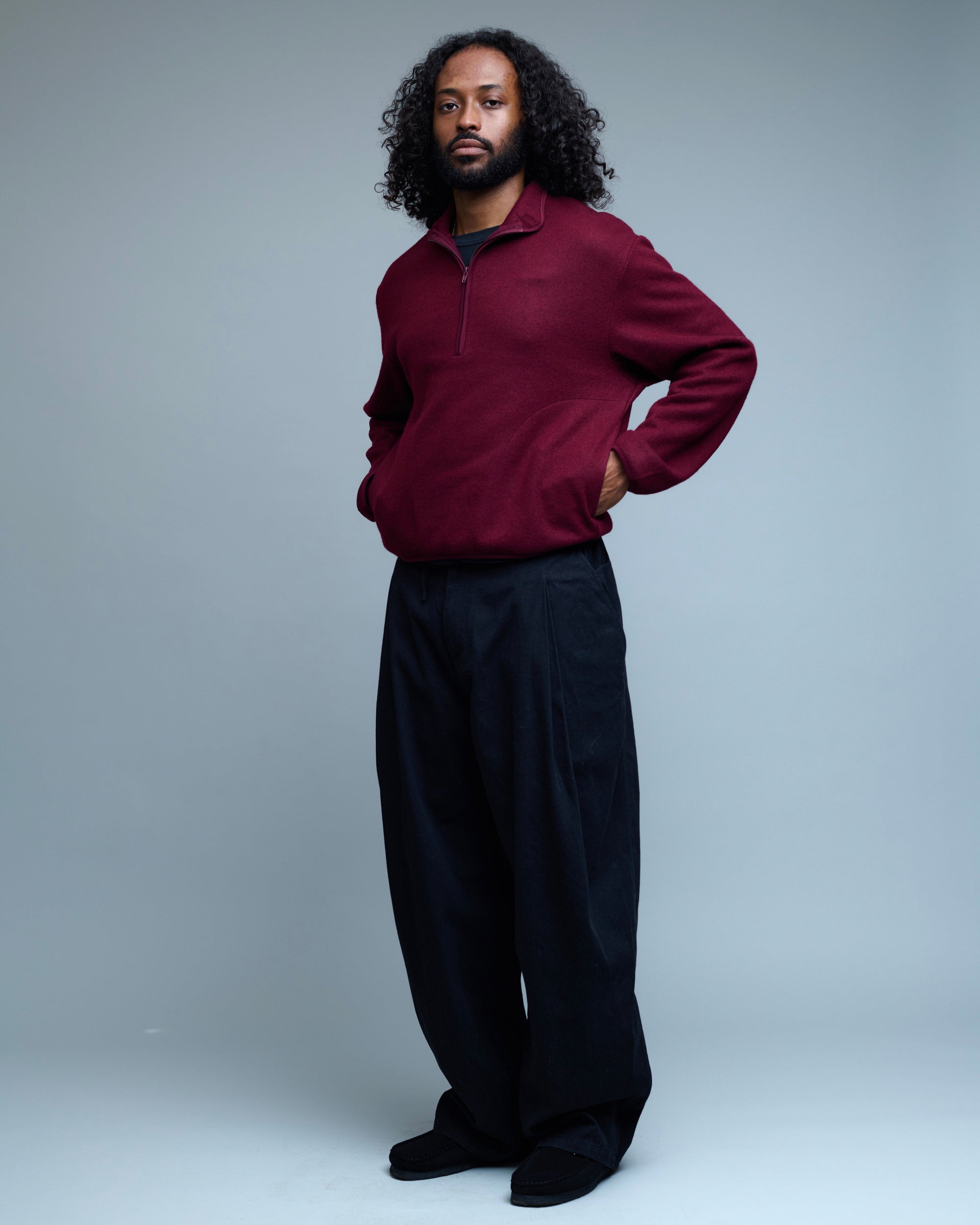Felted Wool Half Zip Sweater