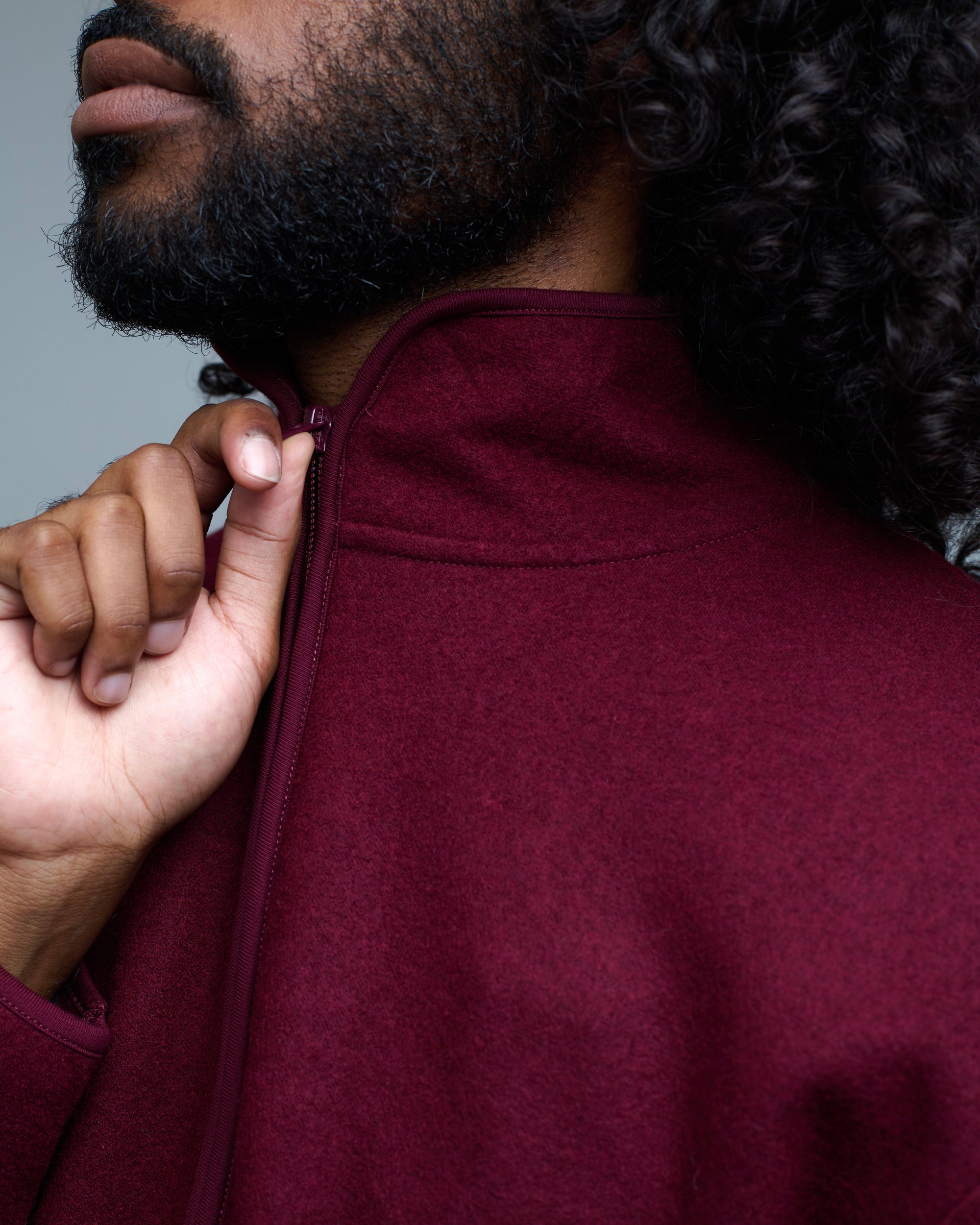 Felted Wool Half Zip Sweater