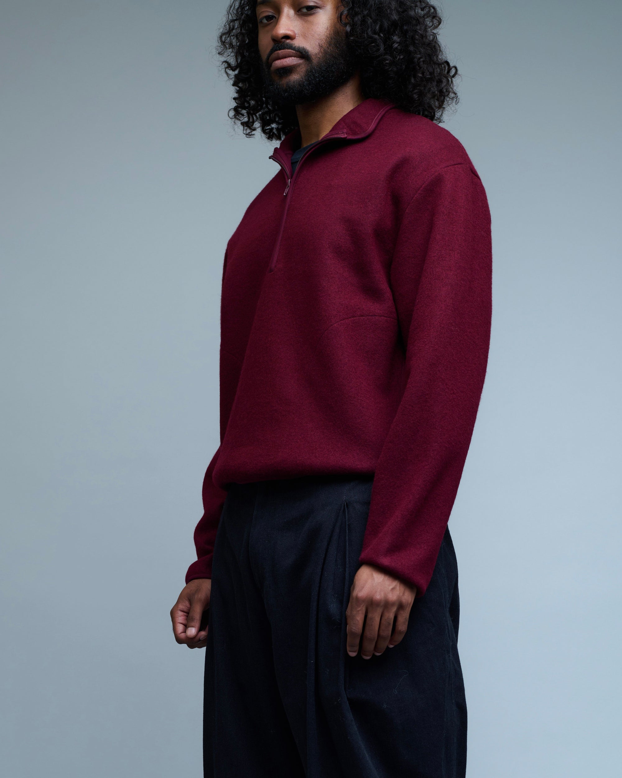 Felted Wool Half Zip Sweater