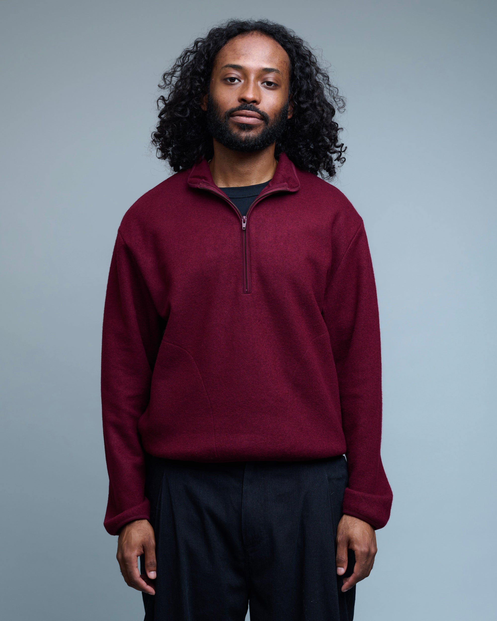 Felted Wool Half Zip Sweater
